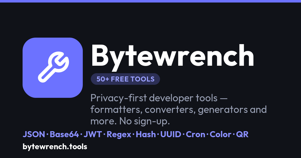 Bytewrench — Free Online Developer Tools